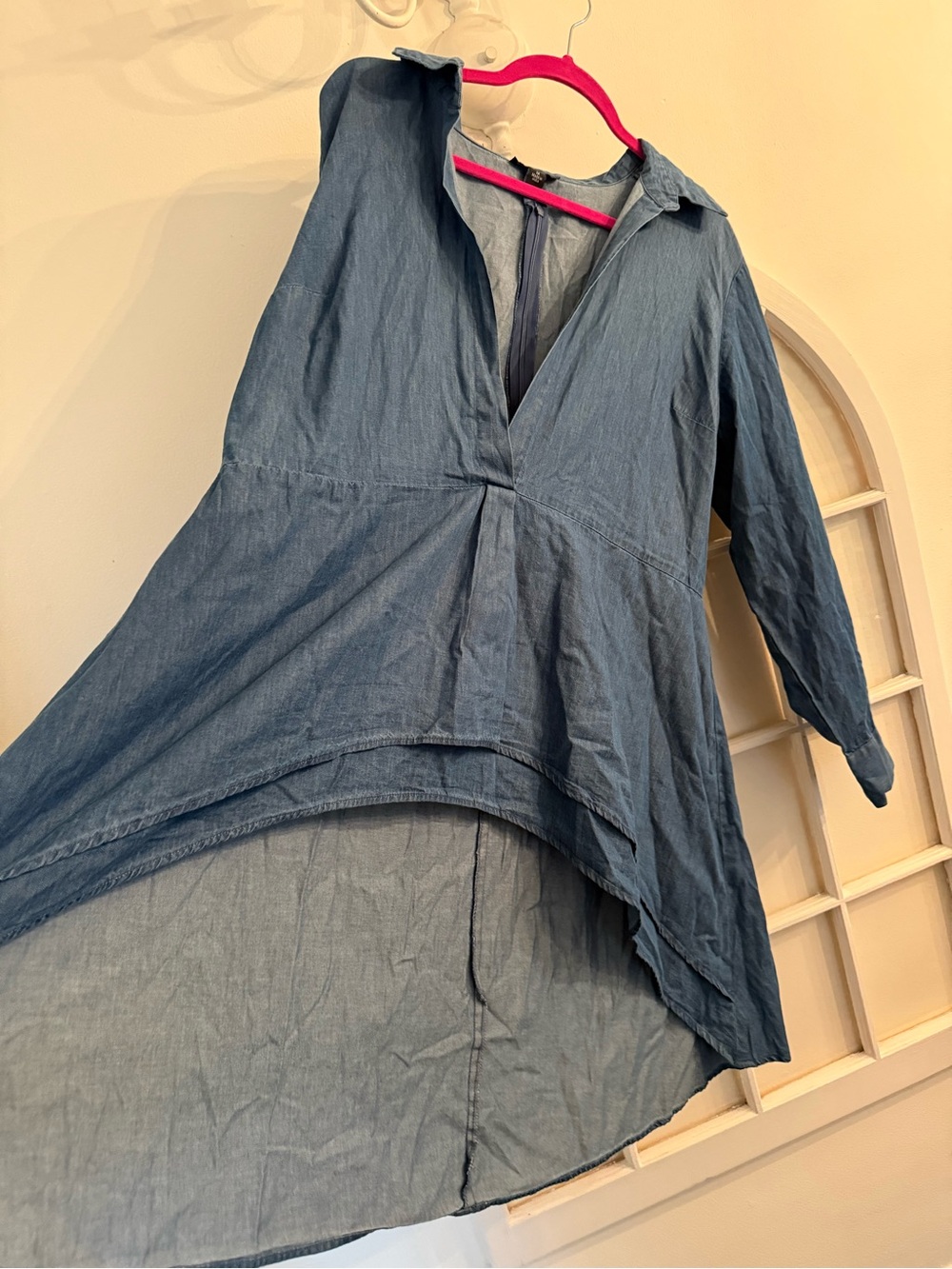 Denim Tunic Top Hippie Western Chambray Cotton High-Low Boho Bohemian Size 1X